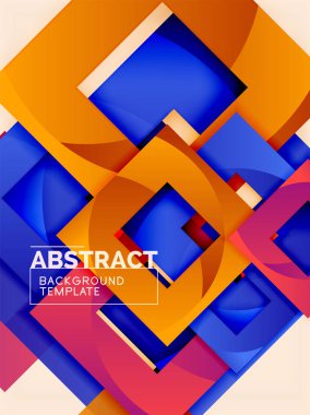 Renk metin ile kare kompozisyon. Geometrik arka plan