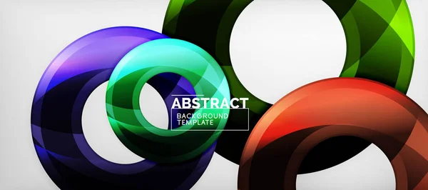 Moderne geometrische cirkels abstract achtergrond, kleurrijke ronde vormen met schaduweffecten — Stockvector