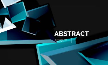 Parlak mozaik geometrik şekiller - kare ve üçgen siyah stil