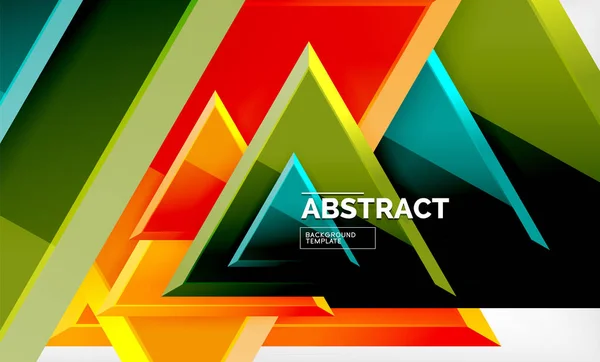 Трикутники повторювані геометричний абстрактний фон, різнокольорові глянцеві трикутні форми, високотехнологічний дизайн обкладинки плакату або шаблон веб-презентації з простором для копіювання — стоковий вектор