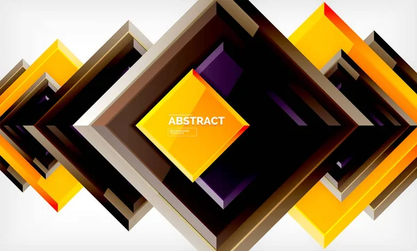 Čtvercové abstraktní pozadí, lesklý geometrický design — Stockový vektor