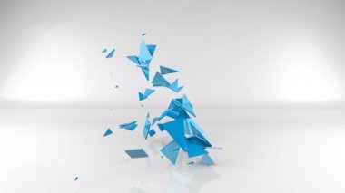 Piramit inşaat uzayda ışık, soyut 4k animasyon hareketli grafikler, video geometrik 3d arka plan boşaltmak, parlak düşük Poli üçgen parçalar geçiş yapılmış renkli geometrik şekli ile