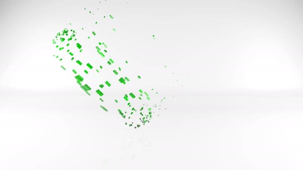 Construcción de color verde píldora, rotación y transformación, gráficos de movimiento abstractos de animación 4k, fondo 3D geométrico de vídeo con copyspace, forma geométrica de color hecha de piezas de poli bajo brillante — Vídeos de Stock