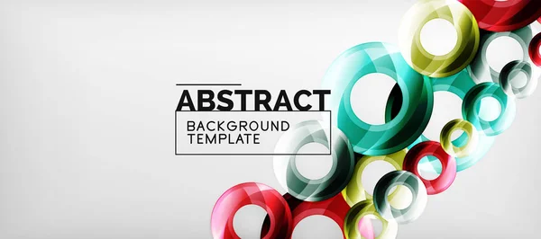 Moderní geometrické kruhy abstraktní pozadí, barevné kulaté tvary s efekty stínu — Stockový vektor