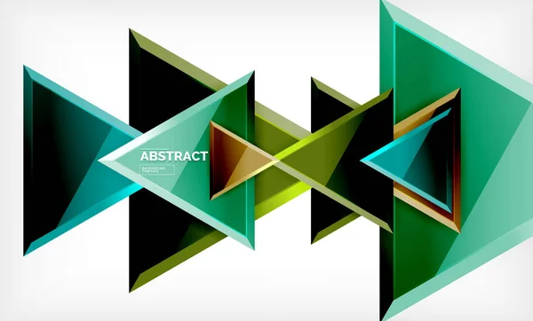 Τρίγωνα repetiton γεωμετρικά αφηρημένα φόντο, πολύχρωμες γυαλιστερές τριγωνικά σχήματα, hi-tech αφίσα κάλυψη σχεδιασμός web παρουσίαση πρότυπο ή με αντίγραφο χώρου — Διανυσματικό Αρχείο