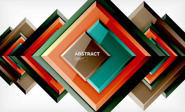 Quadratischer abstrakter Hintergrund, glänzend geometrisches Design — Stockvektor