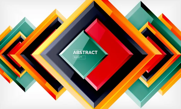 Vierkant abstracte achtergrond, glanzend geometrisch ontwerp — Stockvector