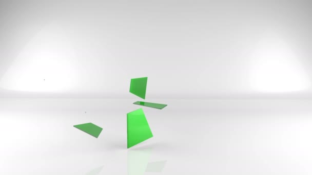 Prsten tvar, kruhu nebo torus konstrukce ve světle prostoru, abstraktní 4k animaci pohybu grafiku, video geometrické 3d pozadí s copyspace, barevný geometrický tvar vyrobený z lesklé nízké poly kusů — Stock video