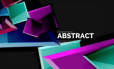 Parlak mozaik geometrik şekiller - kare ve üçgen siyah stil