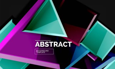 Parlak mozaik geometrik şekiller - kare ve üçgen siyah stil