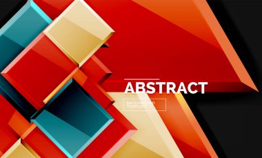 Parlak mozaik geometrik şekiller - kare ve üçgen siyah stil