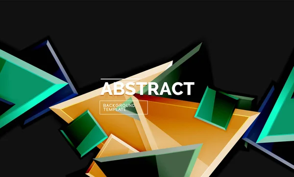 Parlak mozaik geometrik şekiller - kare ve üçgen siyah stil — Stok Vektör