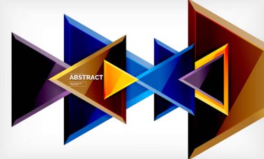 Üçgen repetiton geometrik arka plan, çok renkli parlak üçgen şekiller, yüksek teknoloji poster kapak tasarımı veya web sunum şablonu kopya alanı ile
