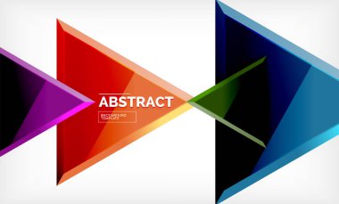 Üçgen repetiton geometrik arka plan, çok renkli parlak üçgen şekiller, yüksek teknoloji poster kapak tasarımı veya web sunum şablonu kopya alanı ile