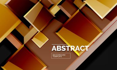 Parlak mozaik geometrik şekiller - kare ve üçgen siyah stil