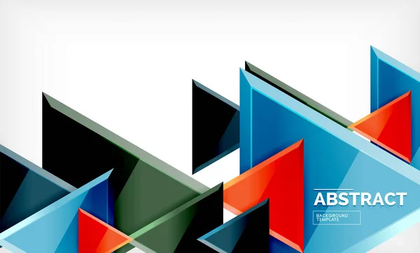 Fondo abstracto geométrico de repetición de triángulos, formas triangulares brillantes multicolores, diseño de cubierta de póster de alta tecnología o plantilla de presentación web con espacio de copia — Vector de stock