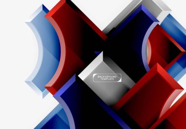 3D futuristik şekiller vektör soyut arka plan ışık efektleri ile parlak parçaları yapılmış