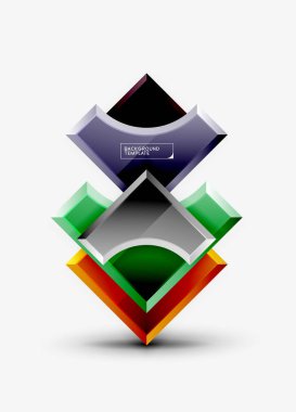 3D futuristik şekiller vektör soyut arka plan ışık efektleri ile parlak parçaları yapılmış