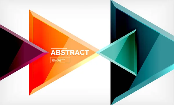 Triunghiuri repetiton fundal geometric abstract, forme triunghiulare lucioase multicolore, design de copertă poster hi-tech sau șablon de prezentare web cu spațiu de copiere — Vector de stoc