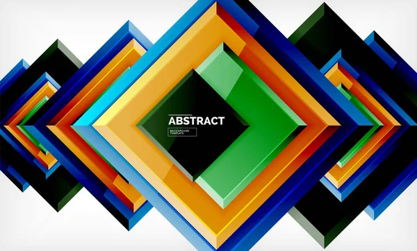 Quadratischer abstrakter Hintergrund, glänzend geometrisches Design — Stockvektor