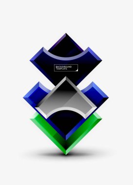 3D futuristik şekiller vektör soyut arka plan ışık efektleri ile parlak parçaları yapılmış