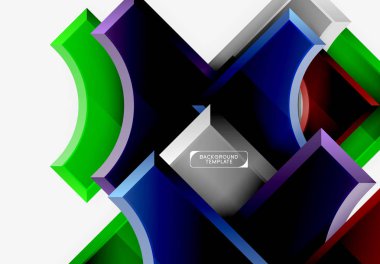 3D futuristik şekiller vektör soyut arka plan ışık efektleri ile parlak parçaları yapılmış
