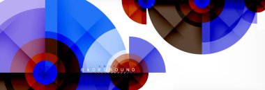 En az geometrik daireler ve üçgenler soyut arka plan, techno modern tasarımı, afişi şablonu