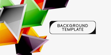 Parlak renkli üçgen Poly 3D kompozisyon, soyut geometrik arka plan, minimal tasarım, çokgen futuristik poster