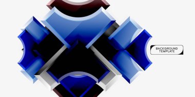 3D futuristik şekiller vektör soyut arka plan ışık efektleri ile parlak parçaları yapılmış