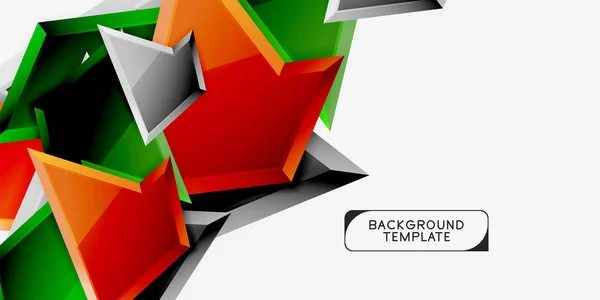 Composition triangulaire lumineuse et colorée en poly 3d, fond géométrique abstrait, design minimal, affiche futuriste polygonale — Image vectorielle