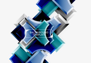 3D futuristik şekiller vektör soyut arka plan ışık efektleri ile parlak parçaları yapılmış