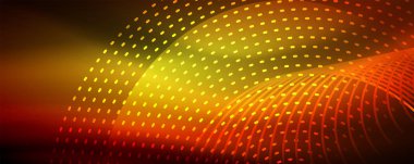 Işık parçacıkları karanlık neon uzayda parlayan, magic kızdırma parlak arka plan