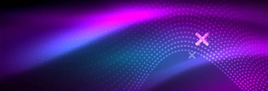 Koyu, parlak hareket, sihirli alan ışık parlayan soyut dalga. Vektör techno arka plan