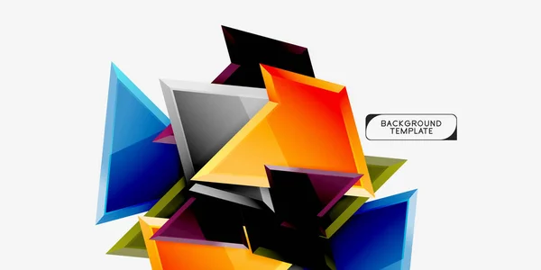 Jasne kolorowe trójkątne poli kompozycji 3D, streszczenie geometryczne tło, minimalny projekt, wielokątny plakat futurystyczny — Wektor stockowy