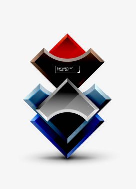 3D futuristik şekiller vektör soyut arka plan ışık efektleri ile parlak parçaları yapılmış