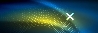 Koyu, parlak hareket, sihirli alan ışık parlayan soyut dalga. Vektör techno arka plan