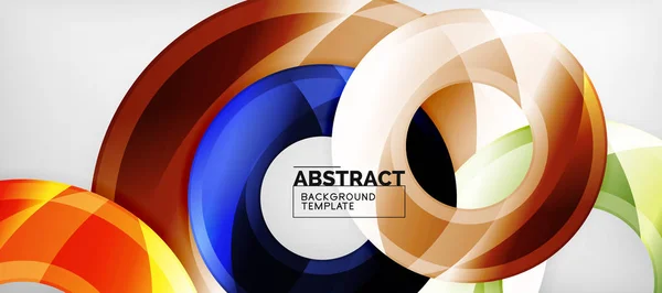 Современные геометрические круги абстрактный фон, красочные круглые формы с теневыми эффектами — стоковый вектор