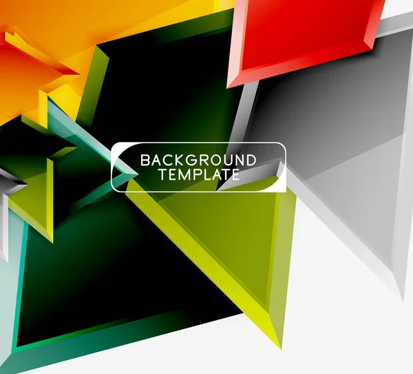 Minimala geometriska trianglar med 3D-effekt abstrakt bakgrund mall — Stock vektor
