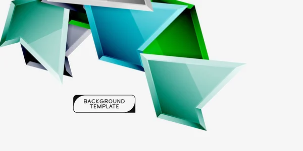 Fényes színes háromszög Polifónikus 3D összetétel, absztrakt geometriai háttér, minimális design, sokszög futurisztikus poszter — Stock Vector