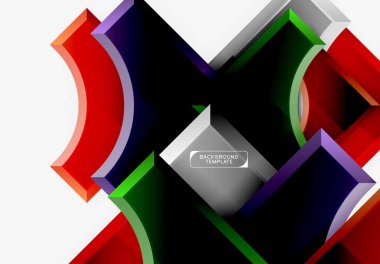 3D futuristik şekiller vektör soyut arka plan ışık efektleri ile parlak parçaları yapılmış