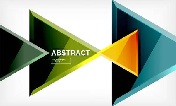 Trojúhelníky repetiton geometrická abstraktní pozadí, vícebarevné lesklý trojúhelníkové tvary, hi-tech plakát kryt design nebo webové prezentace šablony s kopií prostor — Stockový vektor