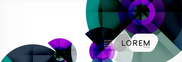 Círculos geométricos mínimos y triángulos fondo abstracto, techno diseño moderno, plantilla de póster — Vector de stock