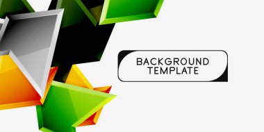Parlak renkli üçgen Poly 3D kompozisyon, soyut geometrik arka plan, minimal tasarım, çokgen futuristik poster