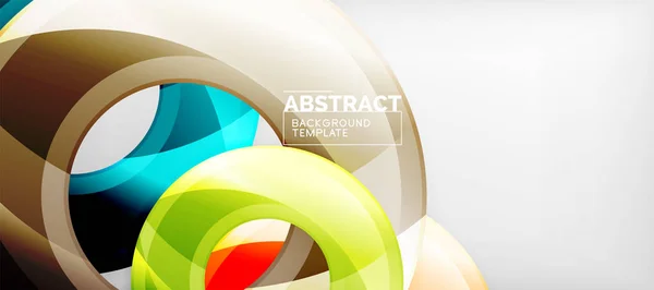 Cercles géométriques modernes fond abstrait, formes rondes colorées avec des effets d'ombre — Image vectorielle