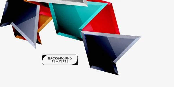 Bright colorful triangular poly 3d composition,abstract geometric background, minimal design, polygonal futuristic poster — Stock Vector