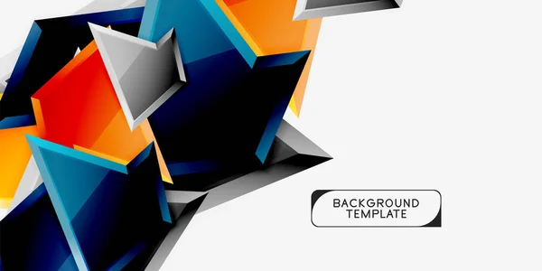 Colorido brillante composición triangular poli 3d, fondo geométrico abstracto, diseño minimalista, póster futurista poligonal — Vector de stock