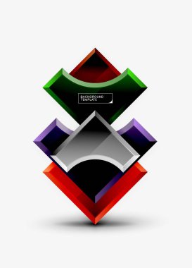 3D futuristik şekiller vektör soyut arka plan ışık efektleri ile parlak parçaları yapılmış