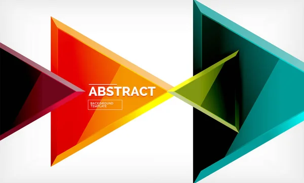 Fondo abstracto geométrico de repetición de triángulos, formas triangulares brillantes multicolores, diseño de cubierta de póster de alta tecnología o plantilla de presentación web con espacio de copia — Vector de stock