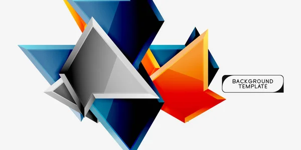 Composition triangulaire lumineuse et colorée en poly 3d, fond géométrique abstrait, design minimal, affiche futuriste polygonale — Image vectorielle