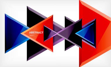 Üçgen repetiton geometrik arka plan, çok renkli parlak üçgen şekiller, yüksek teknoloji poster kapak tasarımı veya web sunum şablonu kopya alanı ile